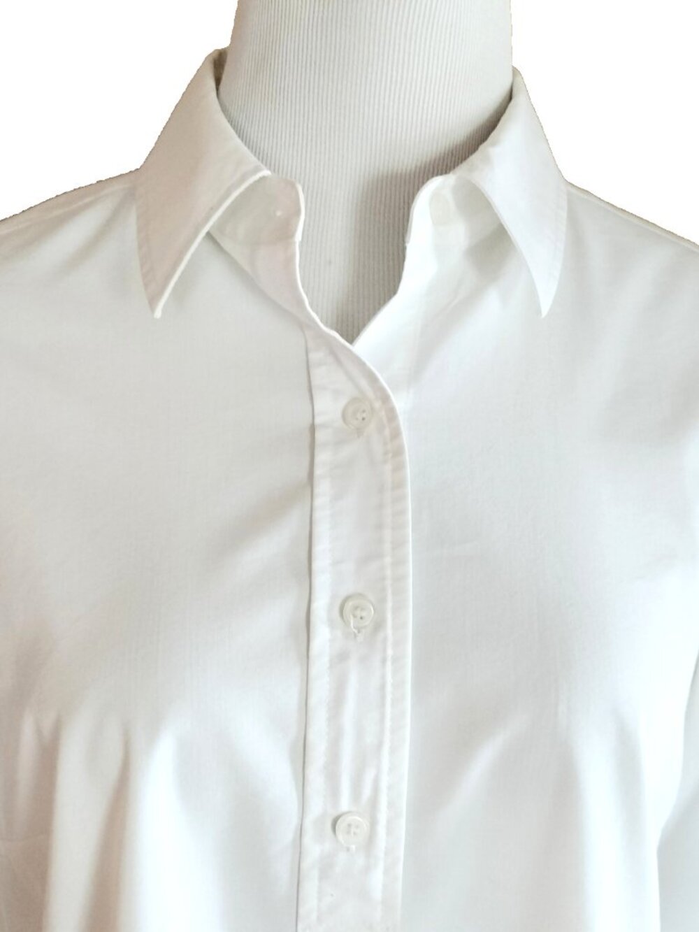 Chico's Button Front Tunic Blouse 2 Lg White Long Roll Tab Slv Side Slits - Picture 3 of 8